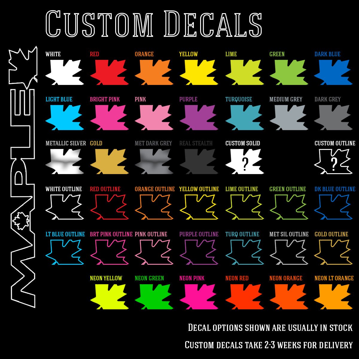 Maple Replacement Decals - Ride Maple